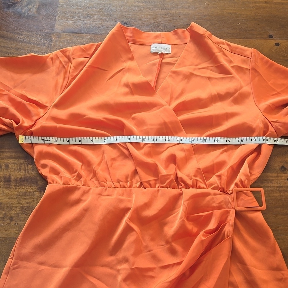 MELLODAY Vibrant Orange Satin Romper Size Large - Picture 5 of 12